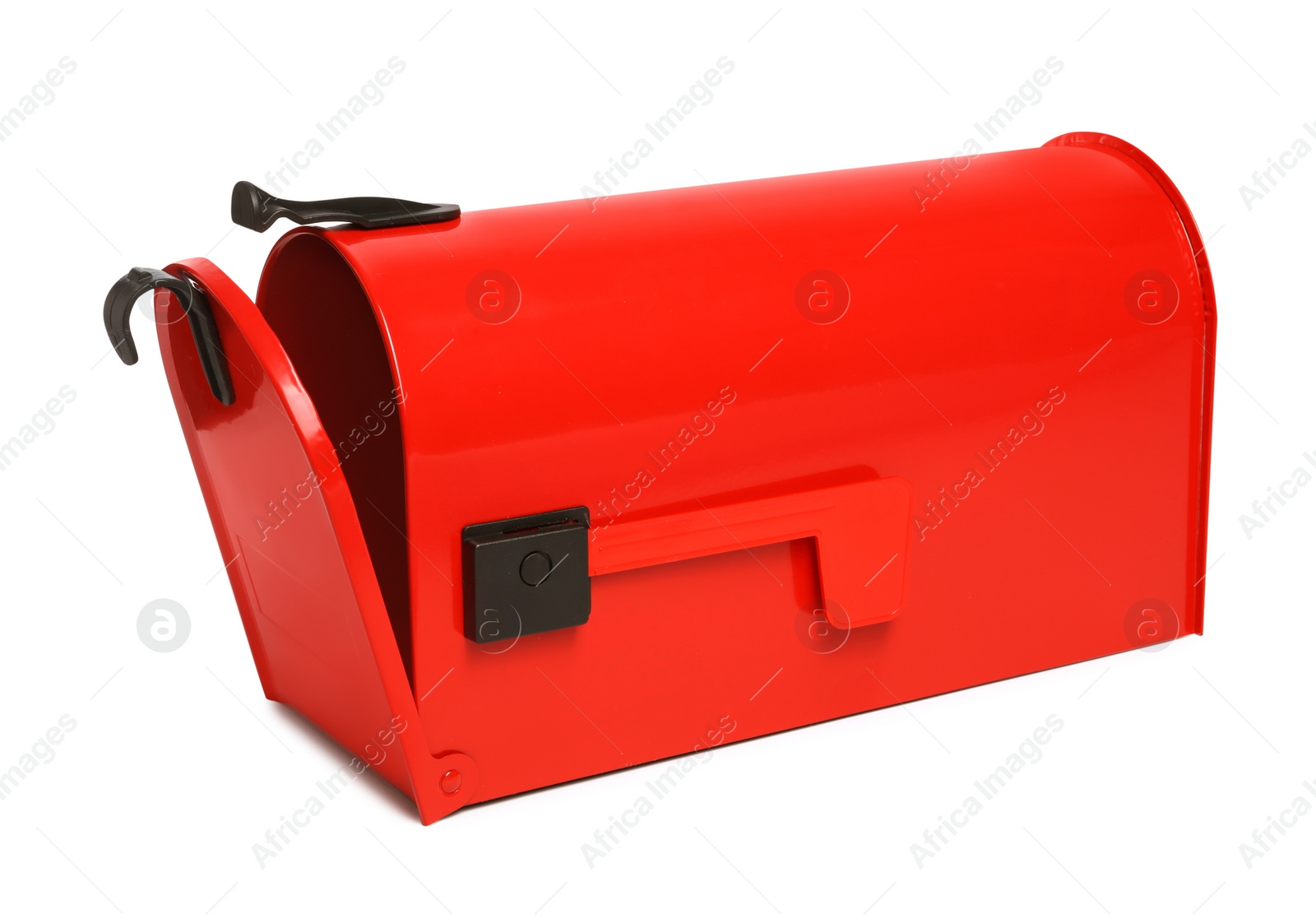 Photo of Shiny red letter box on white background