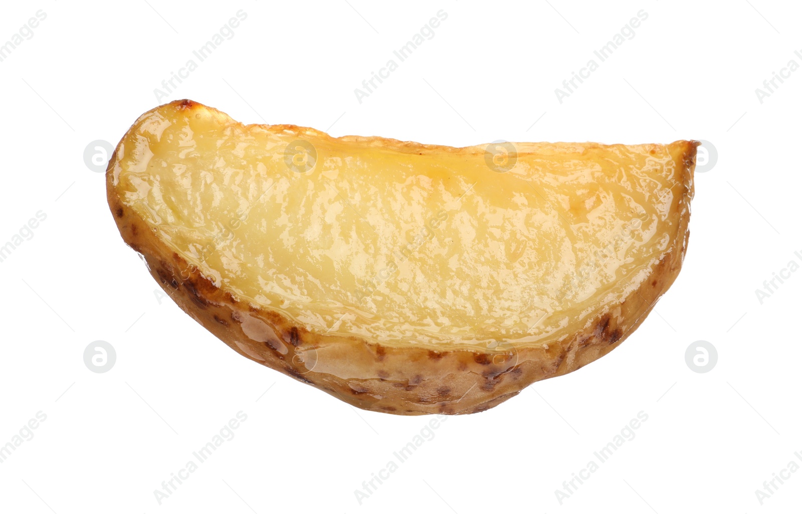 Photo of Tasty baked potato wedge isolated on white