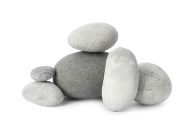 Group of different stones isolated on white