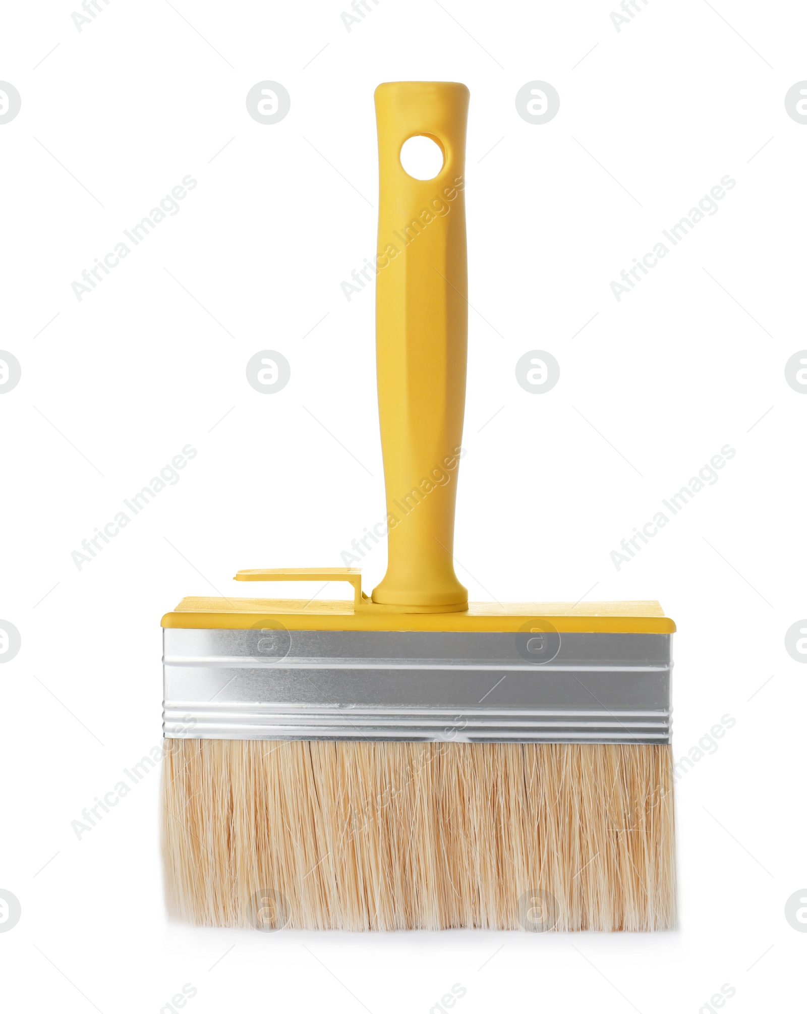 Photo of New paint brush on white background. Decorating tool