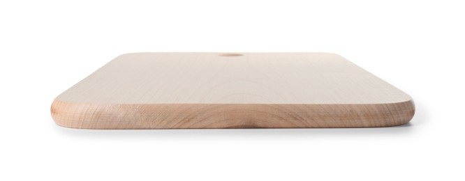 Photo of One wooden cutting board on white background