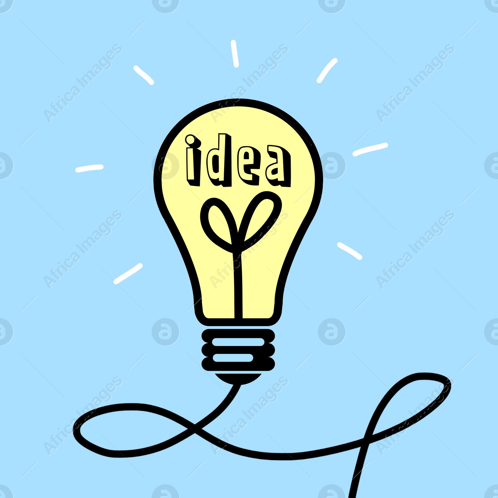 Illustration of Idea concept. Creative illustration of light bulb on blue background