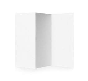 Photo of Blank brochure on white background. Mock up for design