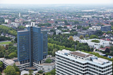 Photo of View of beautiful city with buildings and trees