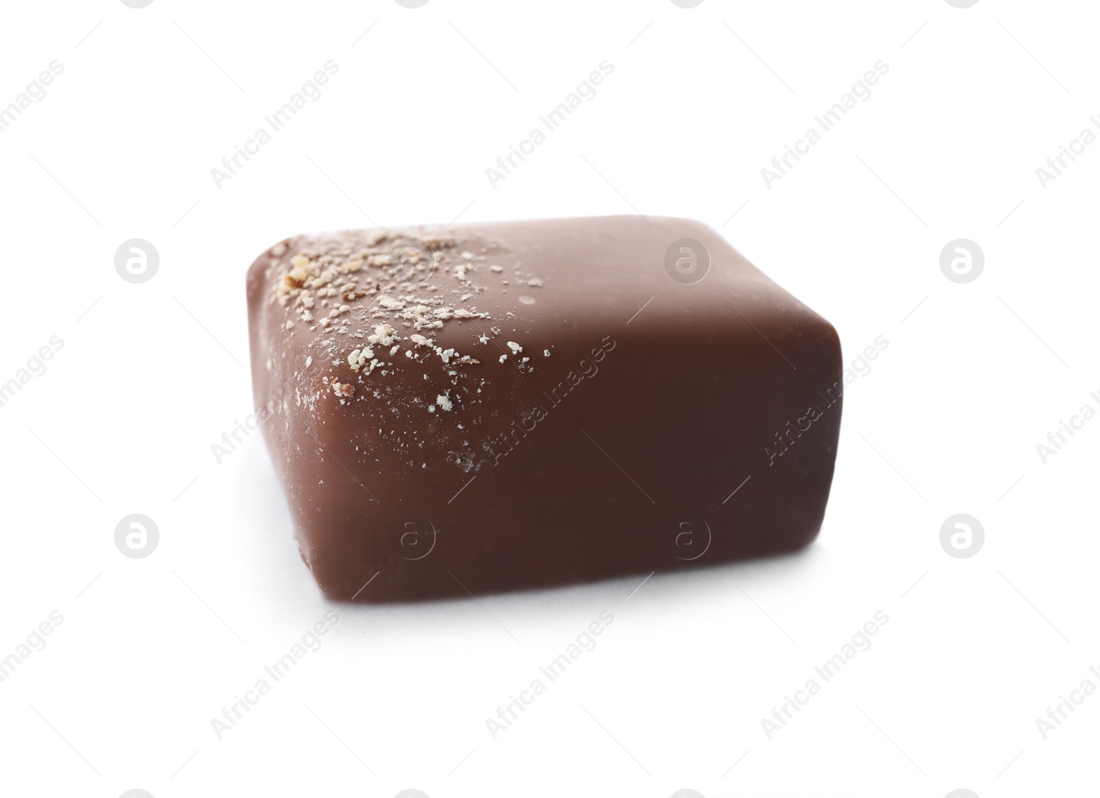 Photo of Delicious milk chocolate candy isolated on white