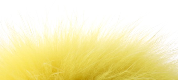 Photo of Soft yellow faux fur isolated on white