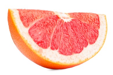 Cut ripe grapefruit isolated on white. Citrus fruit