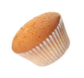 Photo of Tasty muffin isolated on white. Fresh pastry