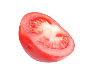 Photo of Half of red ripe tomato isolated on white