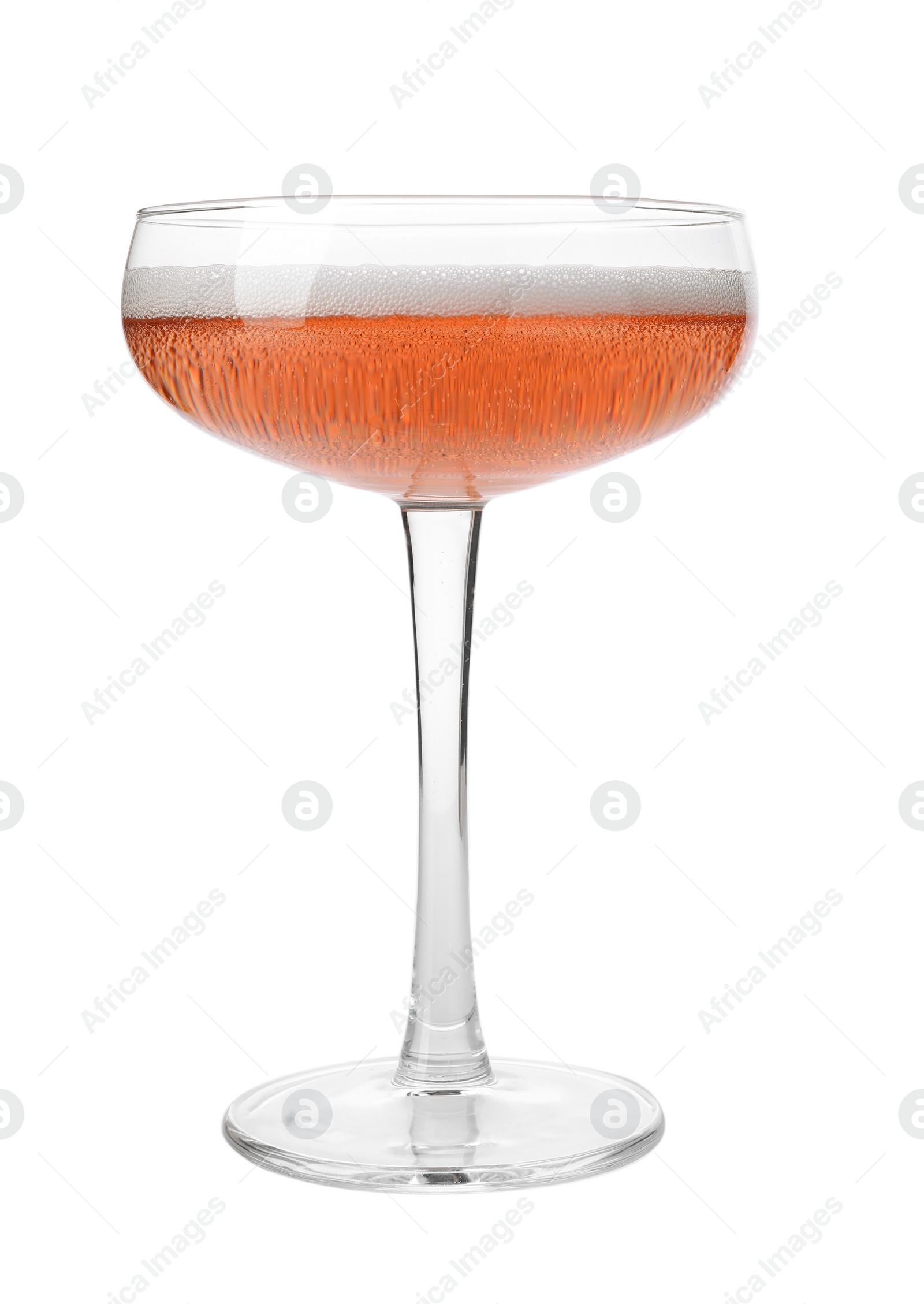 Photo of Glass of rose champagne isolated on white