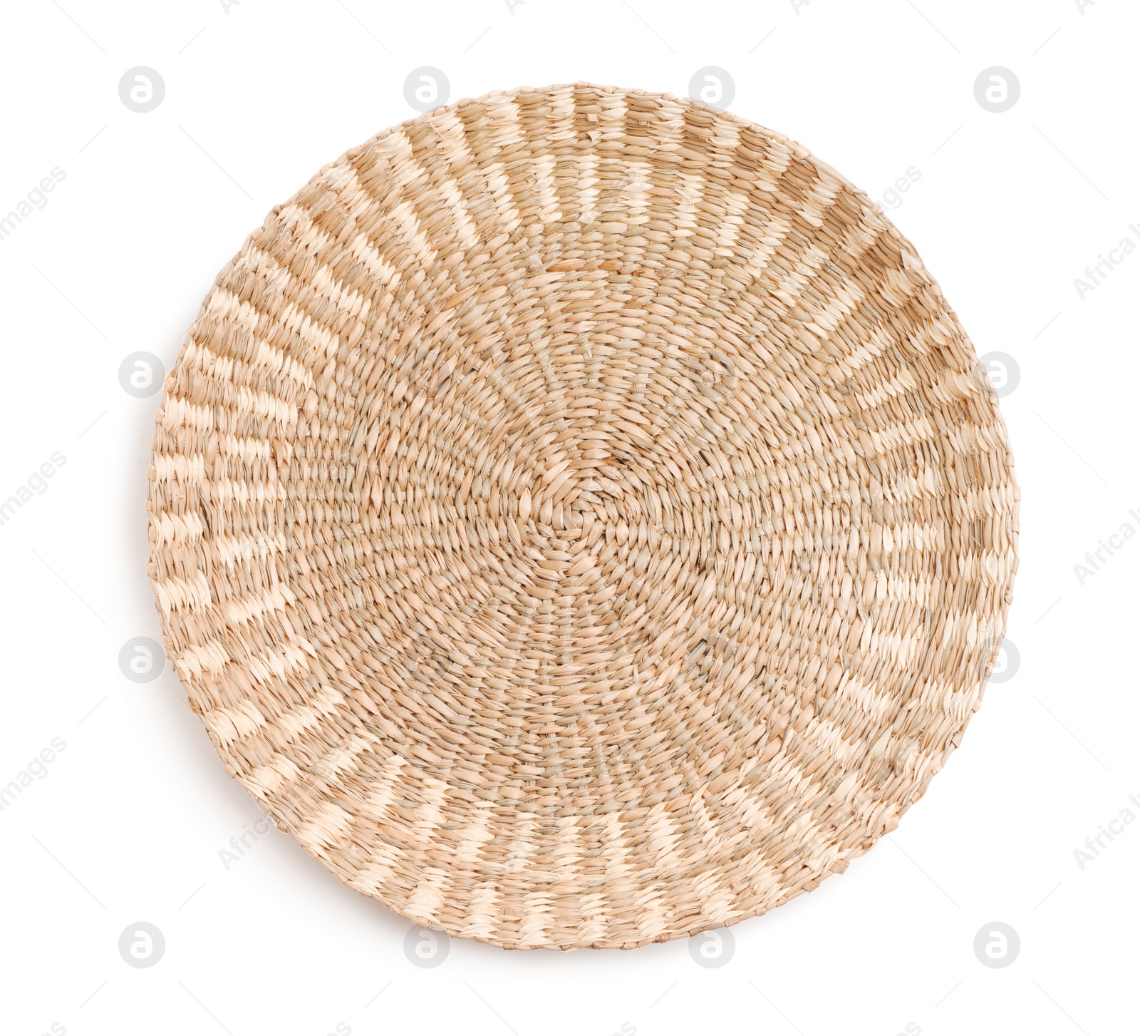 Photo of Wicker wall decor element isolated on white, top view