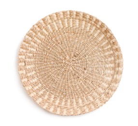 Wicker wall decor element isolated on white, top view