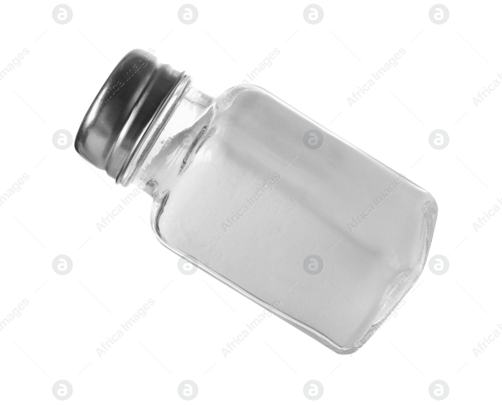 Photo of One shaker with salt isolated on white