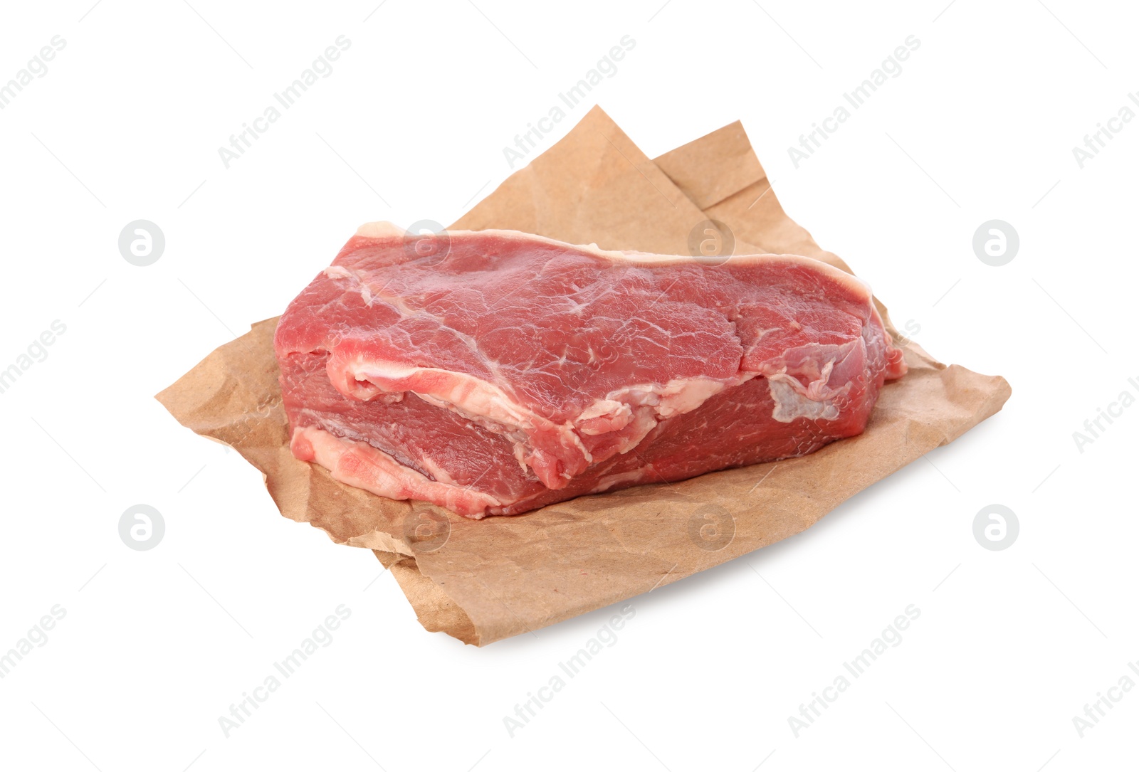 Photo of Steak of raw beef meat isolated on white