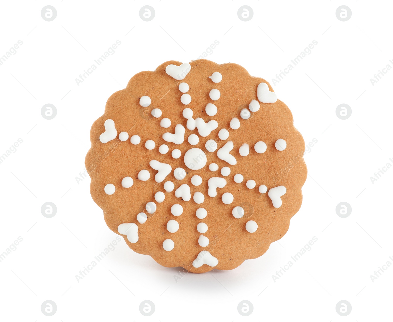 Photo of Tasty homemade Christmas cookie on white background