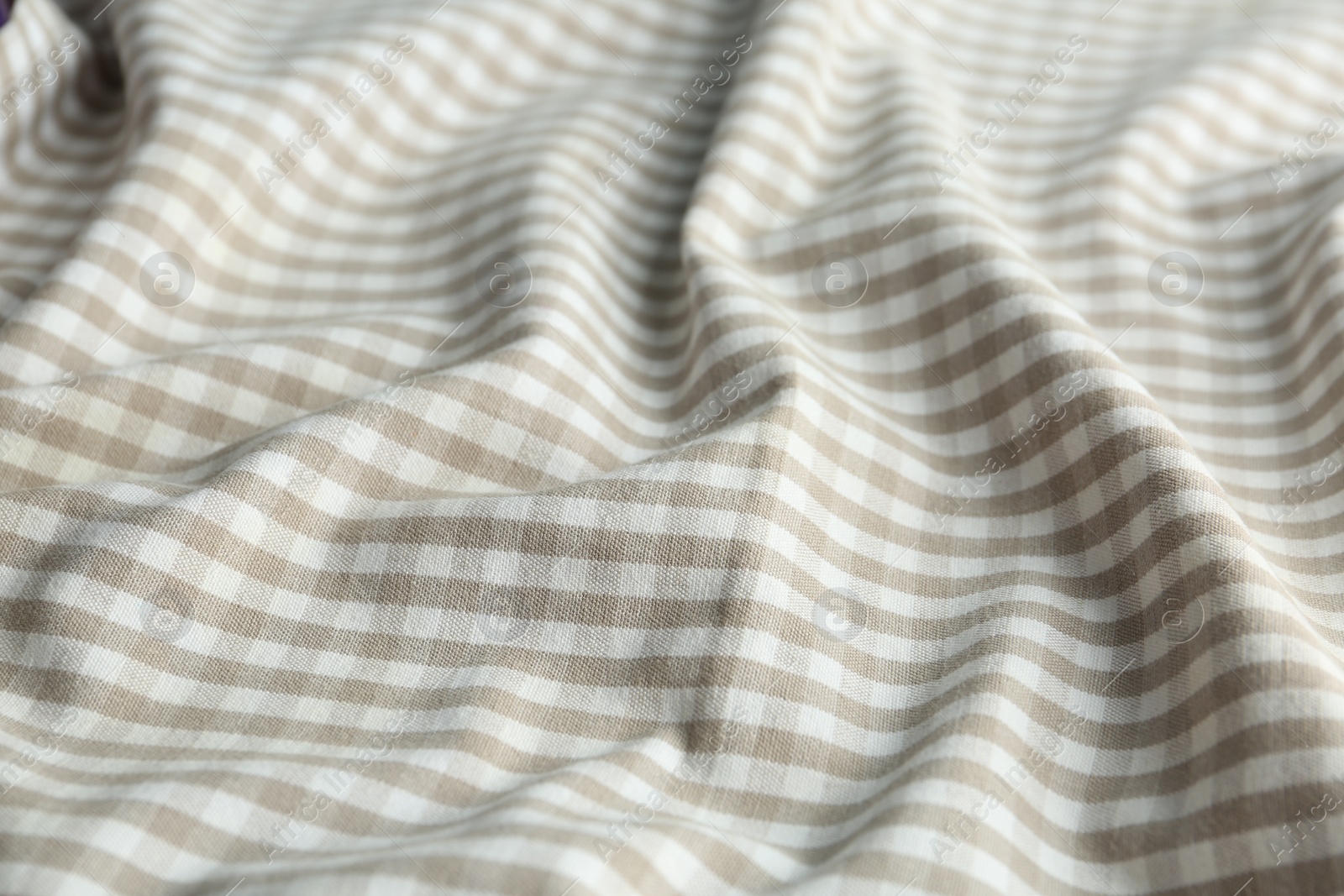 Photo of Texture of white checkered fabric as background, closeup