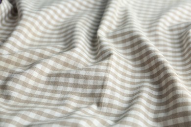 Texture of white checkered fabric as background, closeup
