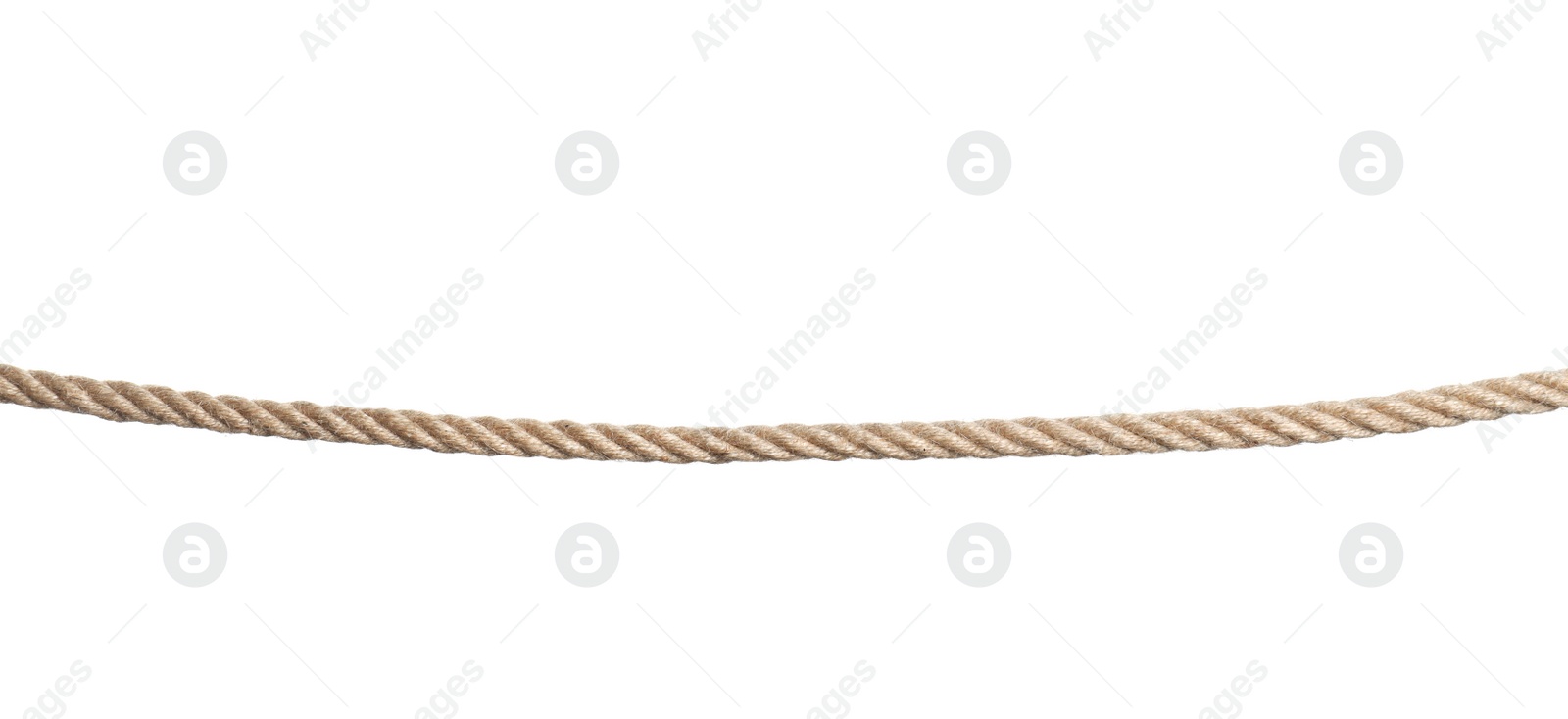 Photo of Strong nautical cotton rope on white background