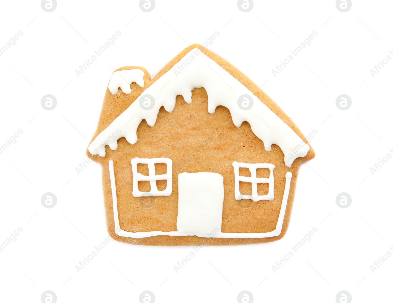 Photo of Tasty homemade Christmas cookie on white background