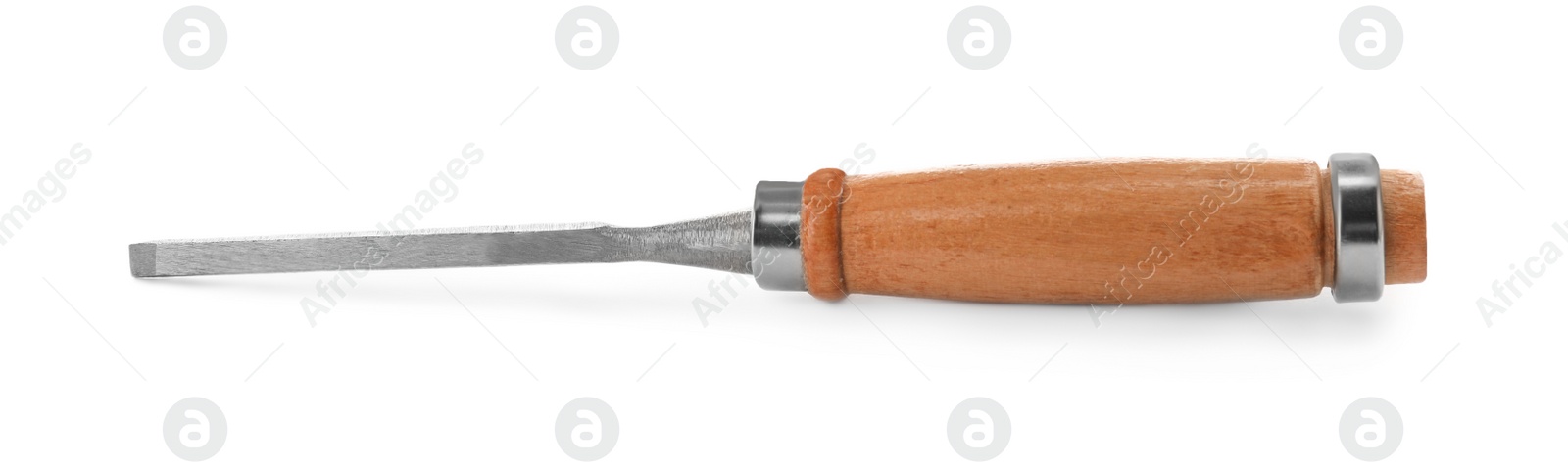 Photo of Modern chisel isolated on white. Carpenter's tool