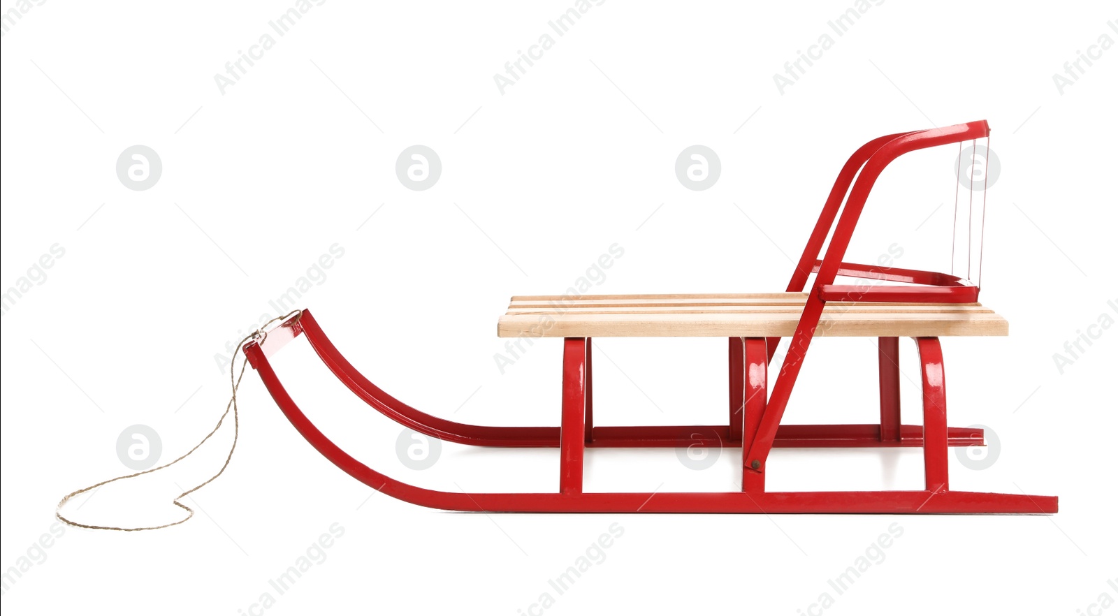 Photo of Stylish sleigh isolated on white. Winter activity