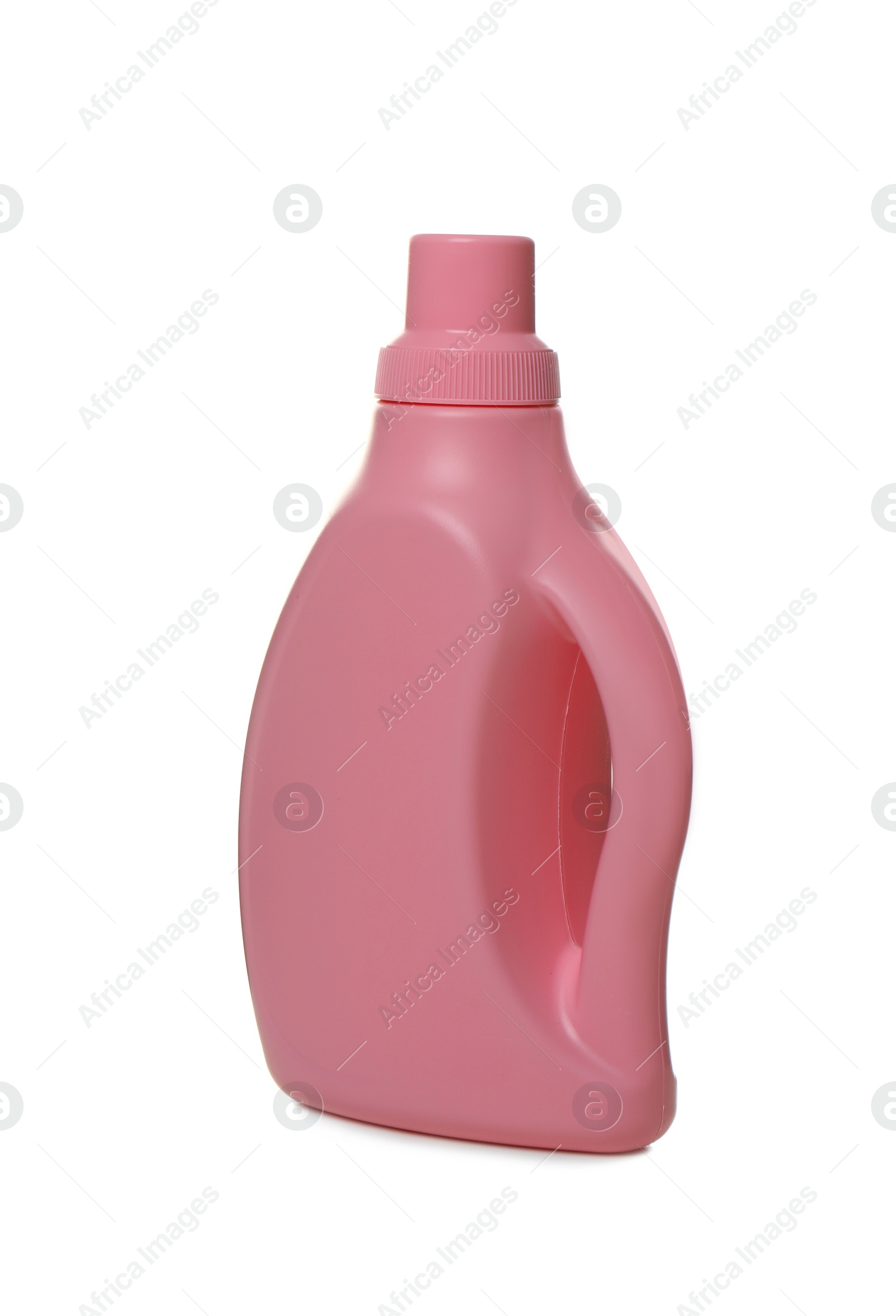 Photo of Bottle with detergent on white background. Cleaning supplies