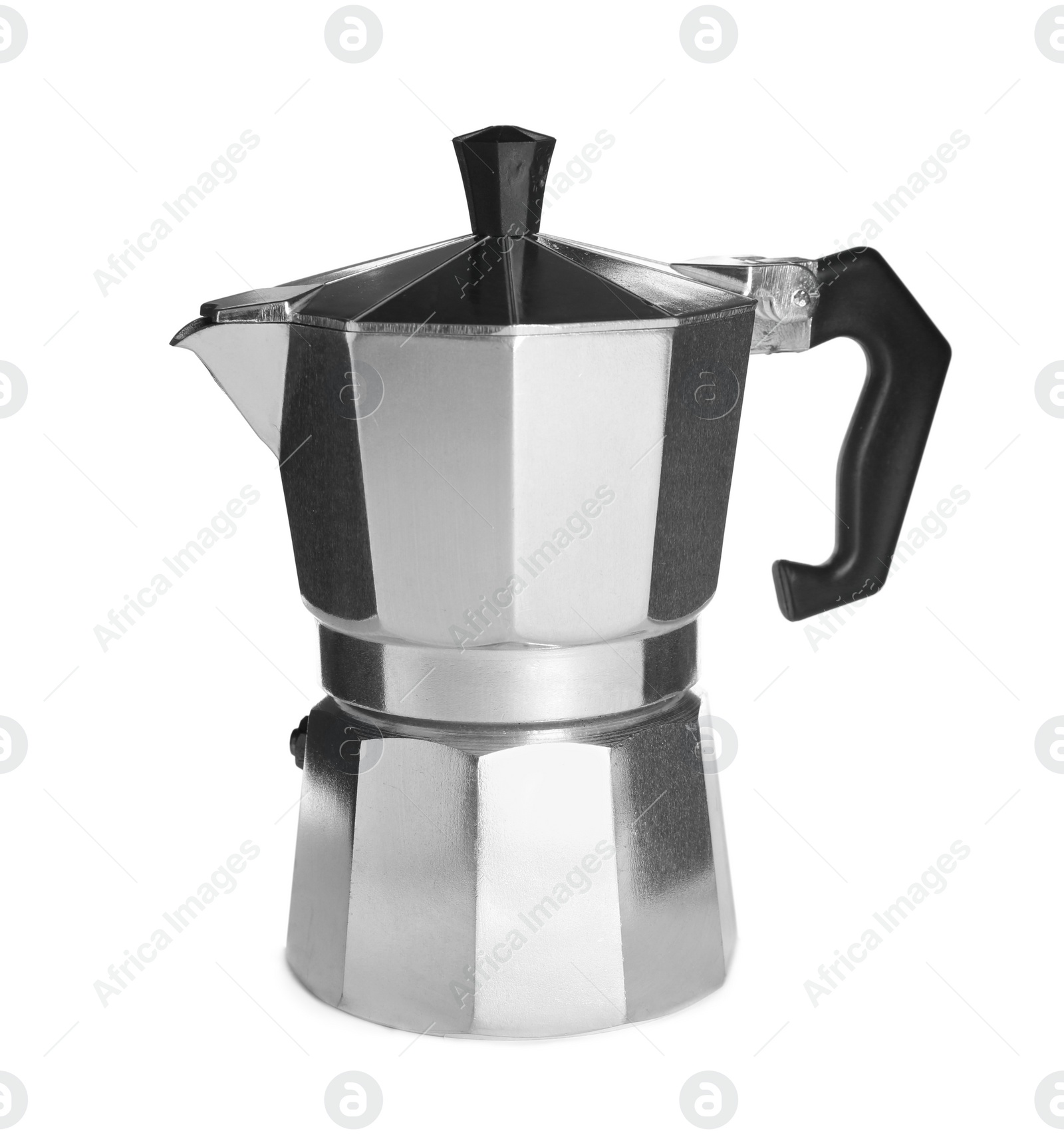 Photo of Moka pot isolated on white. Coffee maker