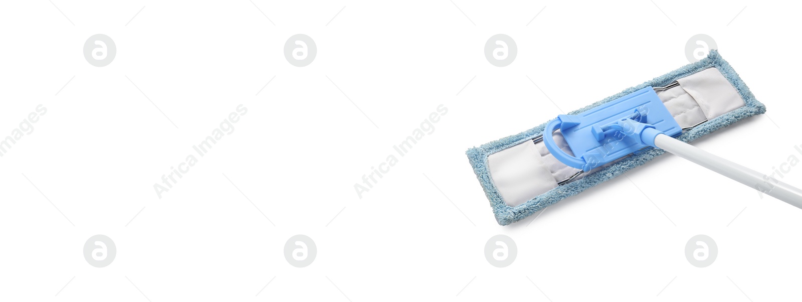 Image of Flat mop on white background. Banner design with space for text