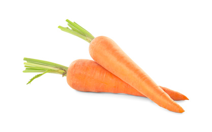 Photo of Fresh ripe juicy carrots isolated on white