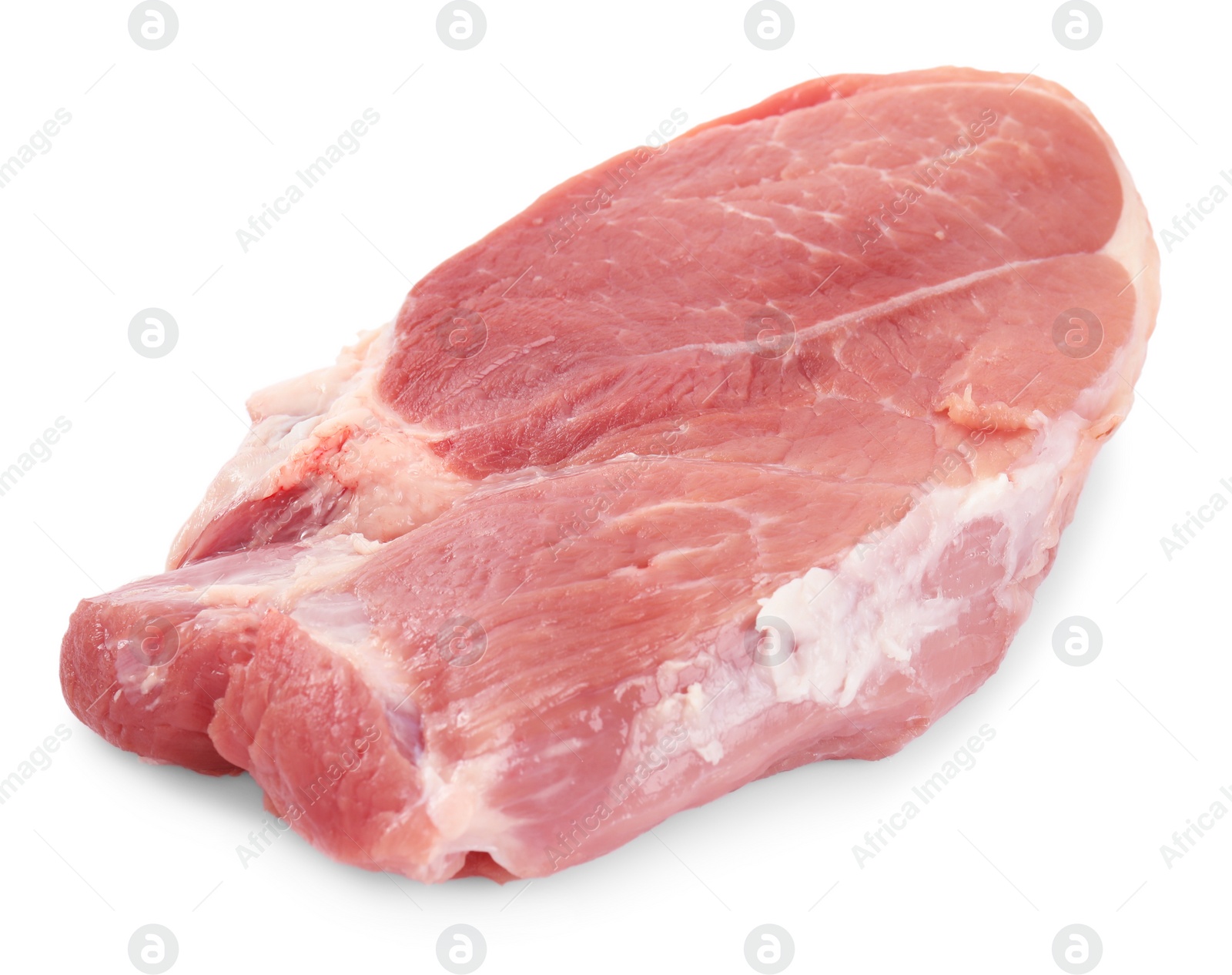 Photo of Piece of raw meat isolated on white