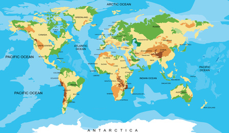 Illustration of  world map. Travel agency concept