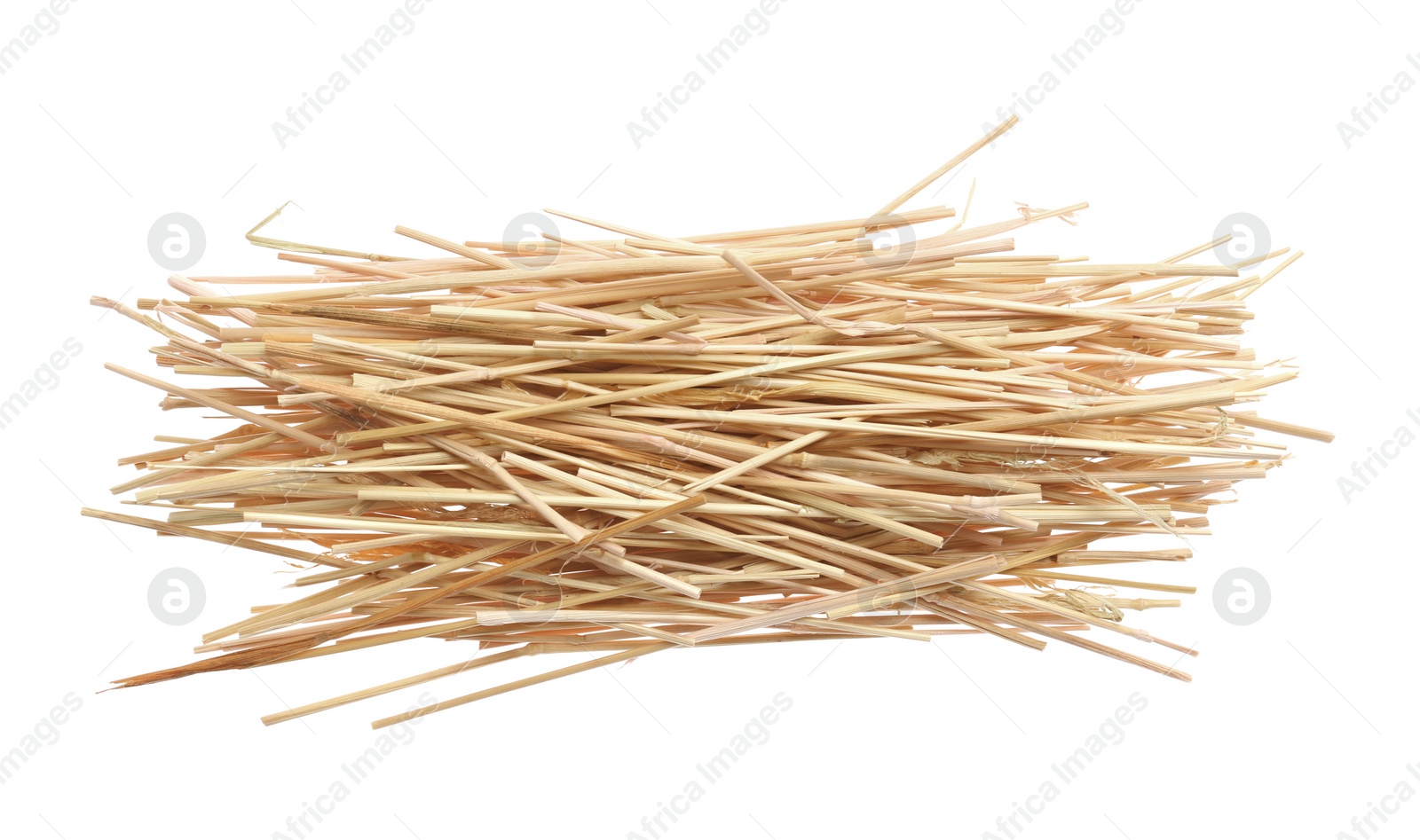 Photo of Heap of dried hay on white background, top view