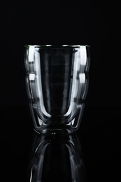 Photo of Empty double wall glass on black background