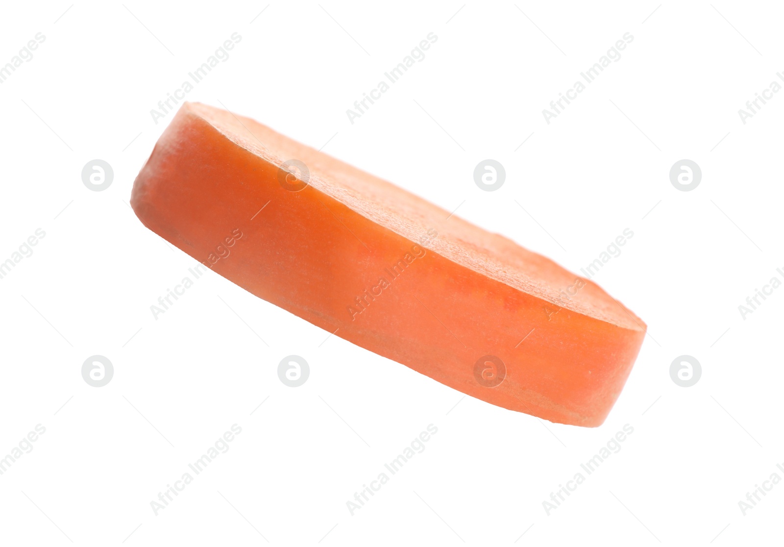 Photo of Slice of fresh ripe carrot isolated on white