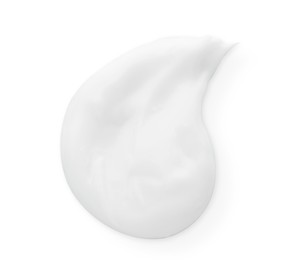 Photo of Sample of body cream on white background, top view