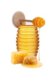 Image of Tasty natural honey on white background. Organic product