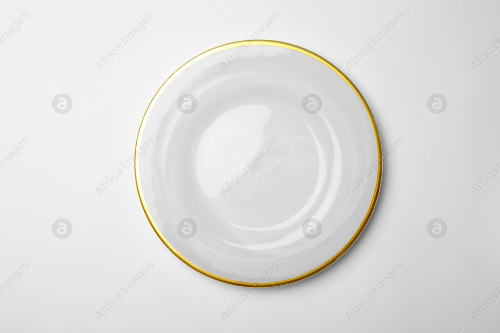 Photo of Clean empty plate on white background, top view