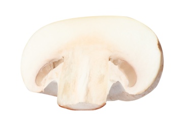 Photo of Piece of fresh mushroom on white background