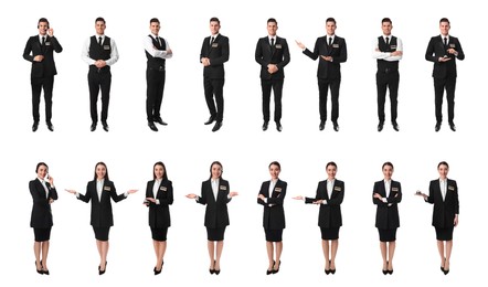 Image of Collage with photos of receptionists on white background