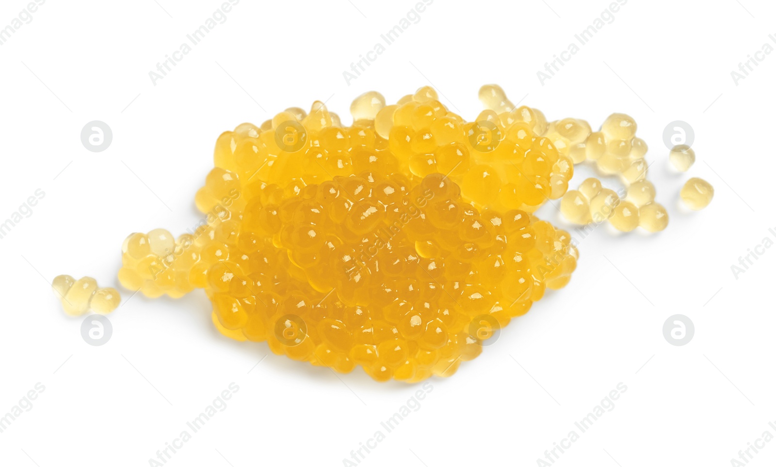 Photo of Pile of fresh pike caviar isolated on white