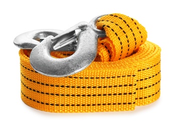 Photo of Protective belt on white background. Safety equipment