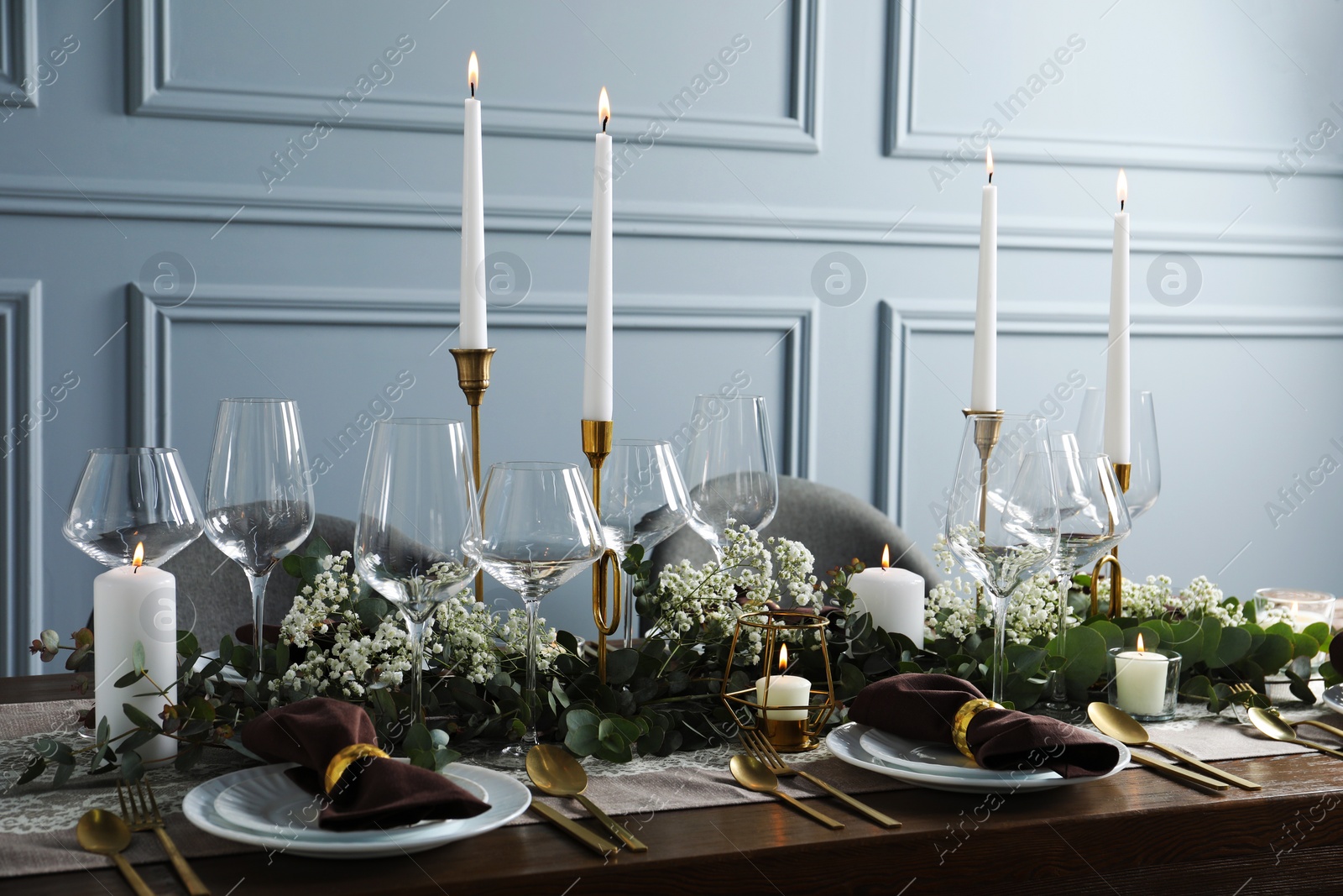 Photo of Stylish elegant table setting for festive dinner indoors