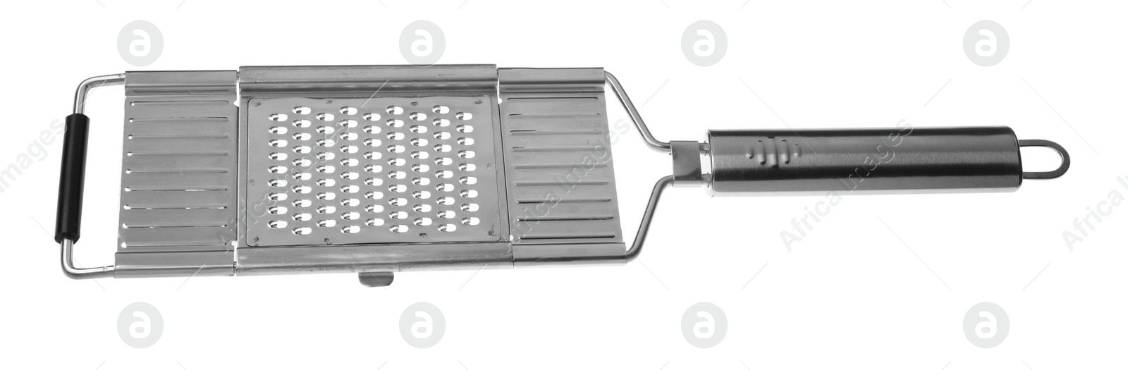 Photo of One metal grater for cheese isolated on white