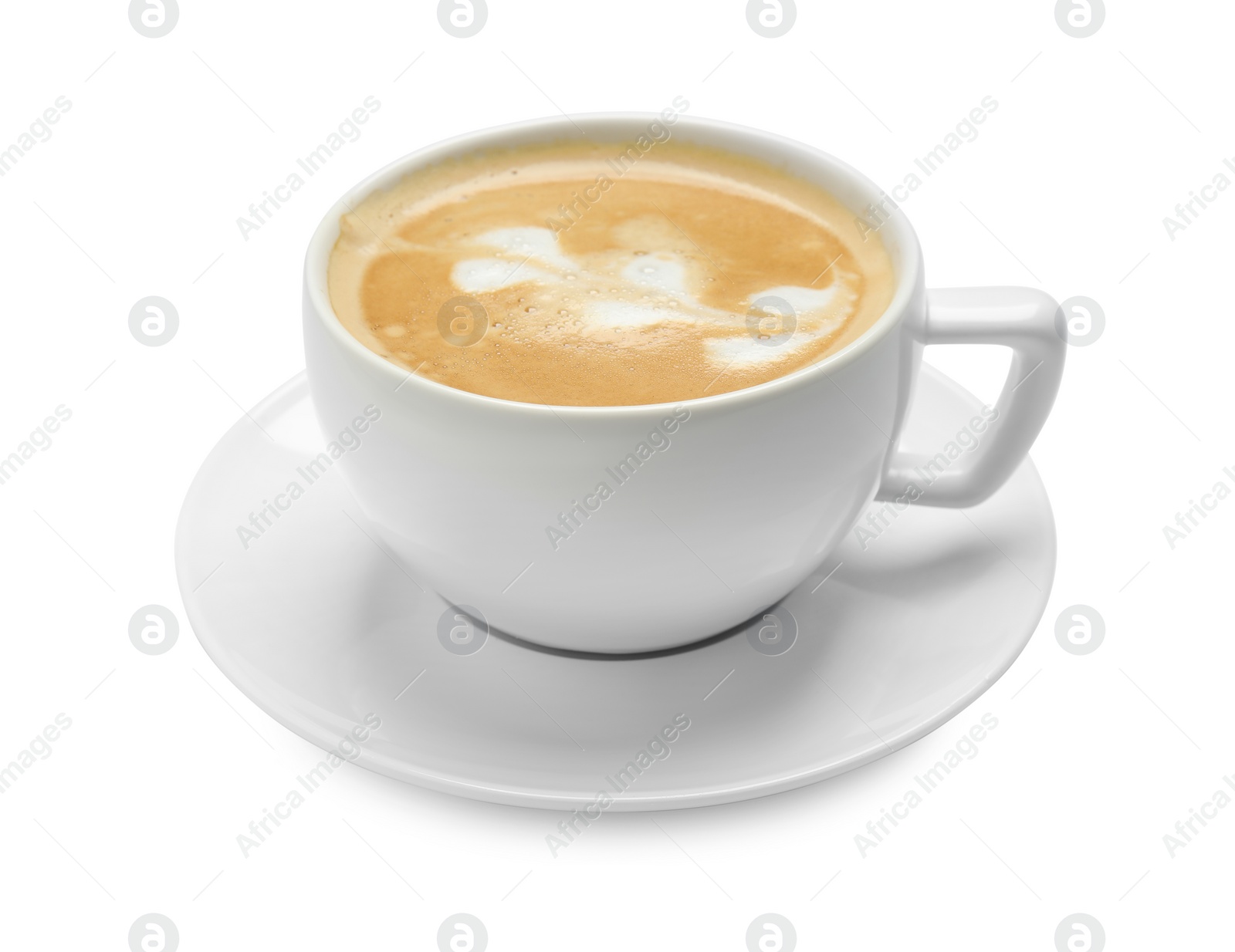 Photo of Cup of hot coffee isolated on white