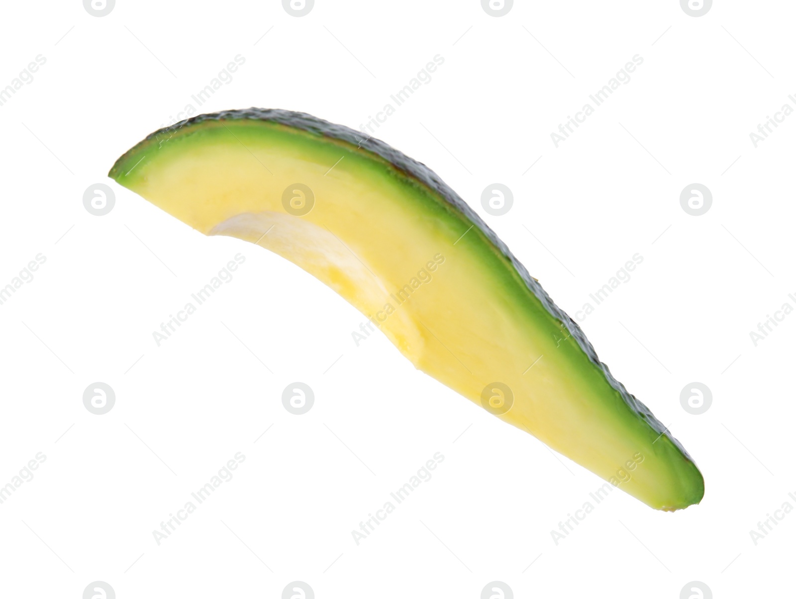 Photo of Slice of raw avocado isolated on white