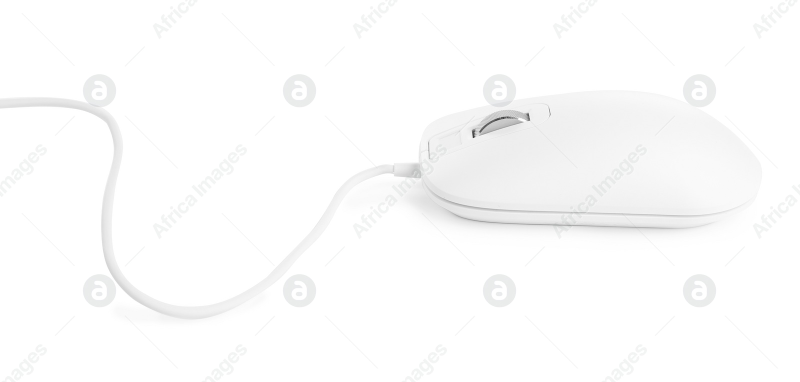 Photo of Modern wired optical mouse isolated on white