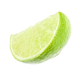 Slice of fresh green ripe lime isolated on white