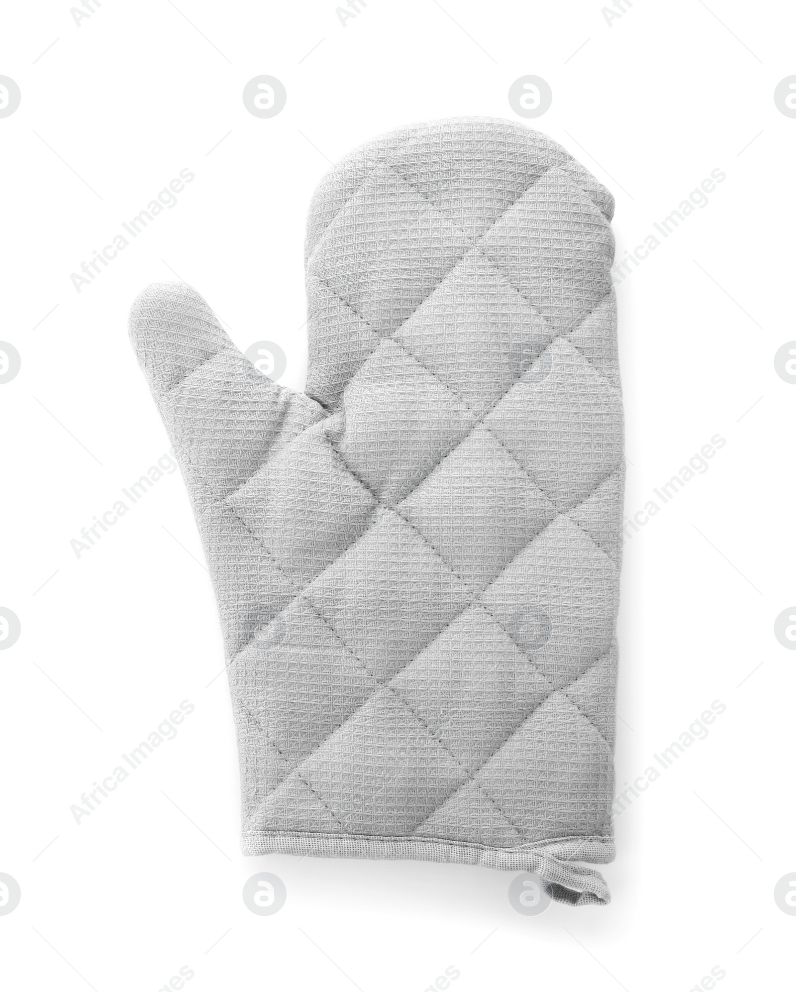 Photo of Oven glove for hot dishes isolated on white, top view