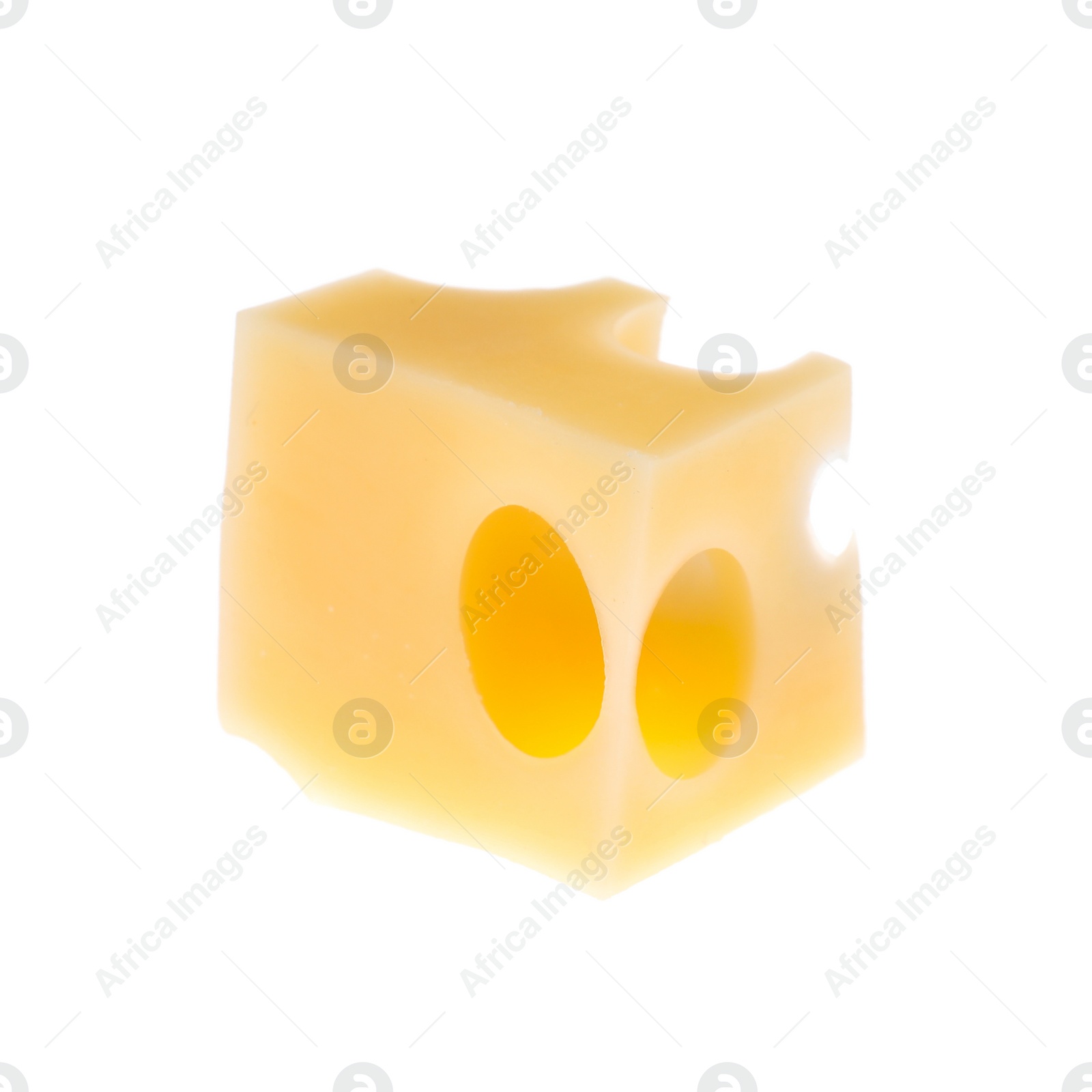 Photo of Cube of delicious cheese isolated on white