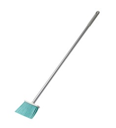 Photo of Plastic broom isolated on white. Cleaning tool